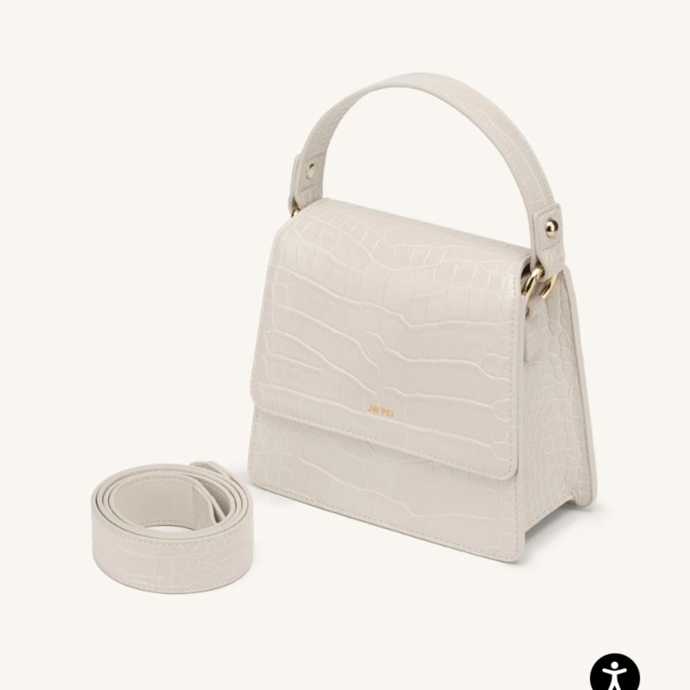 JE PEI- FAE TOP HANDLE CROSSBODY- IVORY CROC